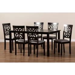 7pc Dallas Fabric Upholstered And Wood Dining Set - Baxton Studio -Restaurant Furniture Store GUEST 31d98c4d 15b0 40f3 a8a1 15be659aaf9d