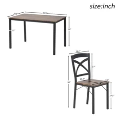 Modernluxe 5-Piece Wooden Dining Set With Metal Frame And 4 Ergonomic Chairs Brown-Industrial -Restaurant Furniture Store GUEST 3269fa39 09f0 47bd 87e5 945f120abf76