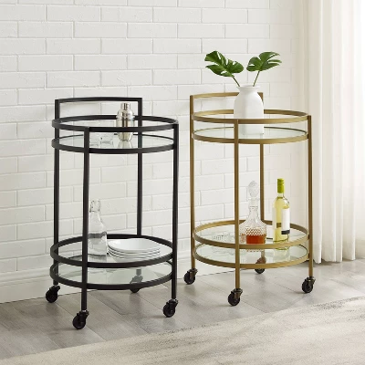 Bailey Round Bar Cart Matte Black - Crosley 5 Bailey Round Bar Cart Matte Black - Crosley - Image 3