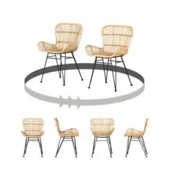 2pk Balka Rattan Dining Chair With Armrests Rattan/Black - South Shore -Restaurant Furniture Store GUEST 32f80cc5 f09c 45c7 bfad 051bb044abb3