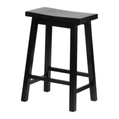 PJ Wood Classic Saddle-Seat 24" Tall Kitchen Counter Stools For Homes, Dining Spaces, And Bars W/Backless Seats, 4 Square Legs, Black (Set Of 6) -Restaurant Furniture Store GUEST 332d51f3 96bf 4714 bcb1 c2b903b53ac5