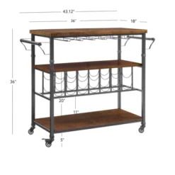 Austin Wine Cart Brown/Black - Linon -Restaurant Furniture Store GUEST 3366214b 6239 490d ad88 514795169168