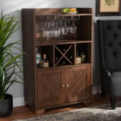Carrie Walnut Finished Wood Wine Storage Cabinet Walnut - Baxton Studio 18 Carrie Walnut Finished Wood Wine Storage Cabinet Walnut - Baxton Studio -Restaurant Furniture Store GUEST 33a9666e ee8f 4ff4 a0f8 3db227968175