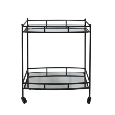 28" Rectangular Metal 2 Tier Bar Cart Black - Sagebrook Home 3 28" Rectangular Metal 2 Tier Bar Cart Black - Sagebrook Home