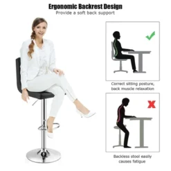 Costway Adjustable Swivel Bar Stool Counter Height Bar Chair PU Leather W/ Back Black 17 Costway Adjustable Swivel Bar Stool Counter Height Bar Chair PU Leather W/ Back Black -Restaurant Furniture Store GUEST 35169ee3 5ae6 4e1b a613 9a852884e864