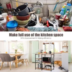 Costway 4-Tier Vintage Kitchen Baker's Rack Utility Microwave Stand W/ Basket & 5 Hooks 19 Costway 4-Tier Vintage Kitchen Baker's Rack Utility Microwave Stand W/ Basket & 5 Hooks -Restaurant Furniture Store GUEST 35d07c6d a2e8 421e afce 68a26e7dc0e2