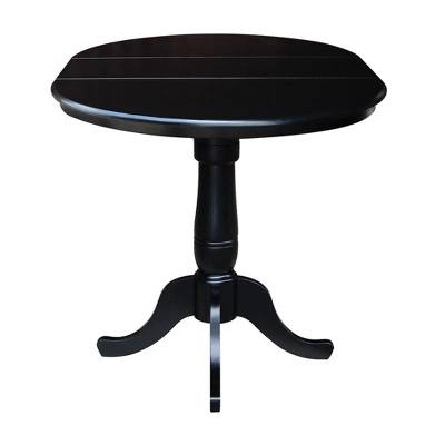 36" Round Top Pedestal Counter Height 12" Drop Leaf Dining Table Black - International Concepts 7 36" Round Top Pedestal Counter Height 12" Drop Leaf Dining Table Black - International Concepts - Image 5