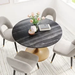 47.2" Lynnette Round Marble Dining Table Black - ZM Home 22 47.2" Lynnette Round Marble Dining Table Black - ZM Home -Restaurant Furniture Store GUEST 375f705e e537 45f2 955c 697fe1b4659f