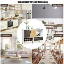 Costway Mid-Century Buffet Sideboard Wooden Storage Cabinet W/ Wine Rack & Glass Holder -Restaurant Furniture Store GUEST 388a6aea fb1d 4372 af29 771649d6512c