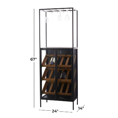 Modern Wood Standing Wine Rack Black - Olivia & May 7 Modern Wood Standing Wine Rack Black - Olivia & May - Image 5