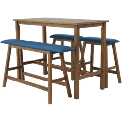 Sunnydaze Decor Sunnydaze Indoor Counter-Height Dining Table Set With 2 Cushioned Stools And 1 Cushioned Bench - Weathered Oak Finish -Restaurant Furniture Store GUEST 3a5543c7 cf6b 448e 8b47 ab06afc28d35