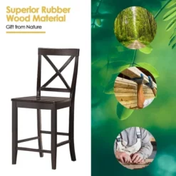 Costway Set Of 2 24'' Counter Height Barstools Kitchen Dining Chairs Rubber Wood Frame -Restaurant Furniture Store GUEST 3aa94dd4 01ab 40e1 9958 943ee39e4e6e