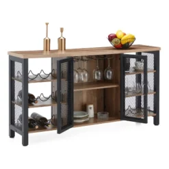 Jomeed Modern Industrial Farmhouse Metal Frame Wooden Buffet Coffee Entertainment Cabinet With Removable Wine Bottle And Stemware Racks -Restaurant Furniture Store GUEST 3afaa3b2 1831 4996 a2be 774430405902