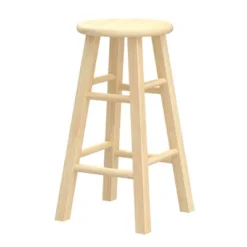 PJ Wood Classic Round-Seat 24" Tall Kitchen Counter Stools For Homes, Dining Spaces, And Bars With Backless Seats, 4 Square Legs, Natural (Set Of 6) -Restaurant Furniture Store GUEST 3b2b570e 7e5c 457f b7aa 764d0e6a3e66 1