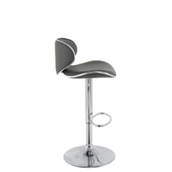 Set Of 2 Curved Form Fitting Adjustable Bonded Leather Barstool Dark Gray - CorLiving -Restaurant Furniture Store GUEST 3b34d37b 8be3 4066 a87f 78fe9ab1047f