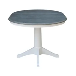 36" Dining Height Morse Round Top Pedestal Drop Leaf Dining Table White/Heather Gray - International Concepts -Restaurant Furniture Store GUEST 3b5478bb 60c6 4324 a02f 9b43d7a31e26