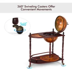 Costway Wood Globe Wine Bar Stand 34'' H 16th Century Italian Rack Liquor Bottle Shelf -Restaurant Furniture Store GUEST 3c0d4990 baed 45de 8088 e5346f28fb0e