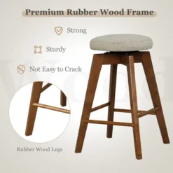 Costway Set Of 2 Swivel Bar Stools Upholstered Counter Height Chairs With Rubber Wood Legs -Restaurant Furniture Store GUEST 3c11a156 85ae 43b6 8de1 e59e32843dbc
