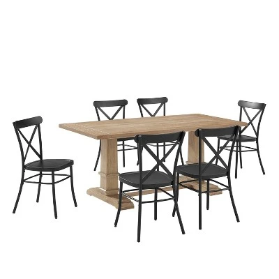 7pc Joanna Dining Set With 4 Camille Chairs Matte Black - Crosley 5 7pc Joanna Dining Set With 4 Camille Chairs Matte Black - Crosley - Image 3