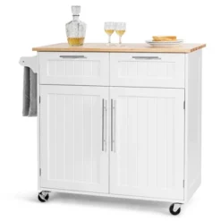 Costway Rolling Kitchen Cart Island Heavy Duty Storage Trolley Cabinet Utility White -Restaurant Furniture Store GUEST 3da33040 34b0 45ee 8aea e6886299520c