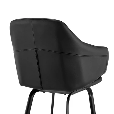 26" Brigden Swivel Counter Height Barstool With Faux Leather Black Metal - Armen Living 8 26" Brigden Swivel Counter Height Barstool With Faux Leather Black Metal - Armen Living - Image 6