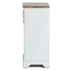LuxenHome White And Natural Wood 2-Door Wine Cabinet -Restaurant Furniture Store GUEST 3e127ee5 7fc9 4d1a 95bd f1f03554ccd0