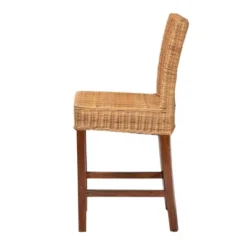 Racquel Natural Rattan And Mahogany Wood Counter Height Barstool Walnut Brown - Bali & Pari -Restaurant Furniture Store GUEST 3e54db76 f35a 4568 9b8a 61586fc58495
