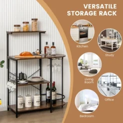 Costway Kitchen Bakers Rack Microwave Stand Coffee Bar W/ S-Hooks & Stemware Holder 17 Costway Kitchen Bakers Rack Microwave Stand Coffee Bar W/ S-Hooks & Stemware Holder -Restaurant Furniture Store GUEST 3fbb20fb b735 4959 8532 930b81a90532