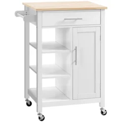 HOMCOM Compact Kitchen Island Cart On Wheels, Rolling Utility Trolley Cart With Storage Shelf & Drawer For Dining Room -Restaurant Furniture Store GUEST 4044c571 b33e 40e6 8665 ecdc79db7d1c