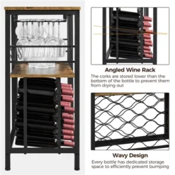 Yaheetech Home Bar Industrial Wine Rack Table With Glass Holder, Wine Bar Cabinet, Rustic Brown -Restaurant Furniture Store GUEST 4102d137 e82a 4191 8a8b 2bfa5e1094ba