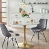 Kavitt Round Dining Table White/Gold - Angelo:Home -Restaurant Furniture Store GUEST 42438214 77a9 4fee bb3a 93d81340f10d