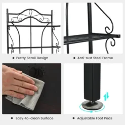 Costway 5-Tier Metal Kitchen Bakers Rack Microwave Storage Rack Oven Stand With Wine Organizer -Restaurant Furniture Store GUEST 43bd73a8 ef85 4a87 8684 000c1e4425a9