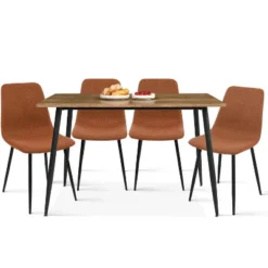 Charls+Bingo 5-Piece Metal Legs And 4 Upholstered Chairs Modern Rectangular Dining Table Furniture Set-The Pop Maison -Restaurant Furniture Store GUEST 44487307 743f 4fe9 8c45 785707328dac