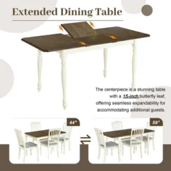 5 PCS Mid-Century Extendable Dining Table Set With 15inch Butterfly Leaf And 4 Upholstered Chairs-ModernLuxe -Restaurant Furniture Store GUEST 446c24a5 db01 4dd9 bba1 16fc2ab762d6