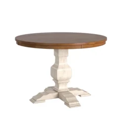 Delaney Two Toned Round Solid Wood Top Dining Table - Inspire Q -Restaurant Furniture Store GUEST 44b15545 ef23 4bd6 8007 1f428562d3d2