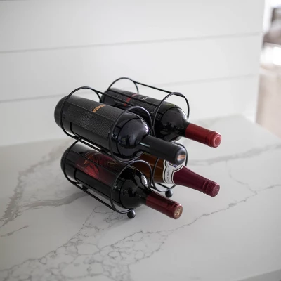 Black Metal Wine Bottle Holder - Foreside Home & Garden 7 Black Metal Wine Bottle Holder - Foreside Home & Garden - Image 5
