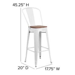 Emma And Oliver 30"H Metal Dining Barstool With Back And Square Wood Seat -Restaurant Furniture Store GUEST 459b1de1 1f70 412a 9f20 97ac444f0934