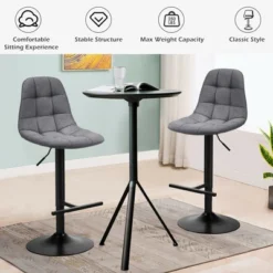 Costway Adjustable Bar Stools Swivel Counter Height Linen Chairs With Back Gray -Restaurant Furniture Store GUEST 45fba6d4 8554 41f7 b992 98f25a9bc427