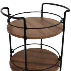 Sunnydaze Decor Sunnydaze Round Metal 3-Tier Bar Cart - Indoor Furniture With Wheels - Brown - 34.5” H -Restaurant Furniture Store GUEST 46922132 458d 42a8 be0a 0f1ed85ec1a5