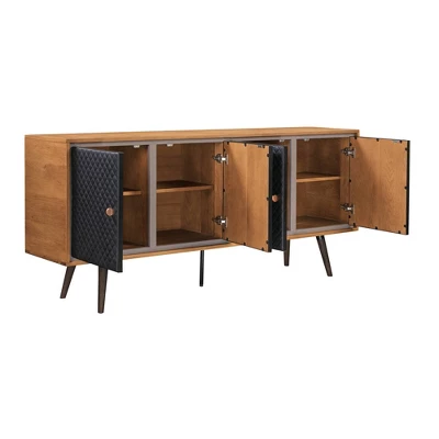 Coco Sideboard Cabinets Rustic Oak/Brown - Armen Living 3 Coco Sideboard Cabinets Rustic Oak/Brown - Armen Living