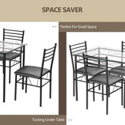 Costway 5 Piece Dining Set Glass Top Table & 4 Upholstered Chairs Kitchen Room Furniture -Restaurant Furniture Store GUEST 47c6c48e 8a6e 4ef0 868c bfa22e698f1b