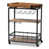 Cerne Oak And Finished Mobile Metal Bar Cart With Wine Bottle Rack Brown - Baxton Studio -Restaurant Furniture Store GUEST 4907d35c 8988 4c22 b310 03b6de2a288b