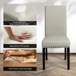 Costway Set Of 4 Fabric Dining Chairs W/Nailhead Trim -Restaurant Furniture Store GUEST 4923b2eb daa2 4527 8691 27c71c17c95a