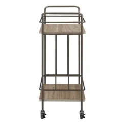 Wilkin Bronze Finish And Wood Straight Lines Bar Cart Bronze/Walnut - Inspire Q -Restaurant Furniture Store GUEST 497307b1 e464 46b2 a438 6d3b2c98f3af