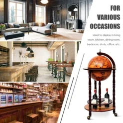 Costway 17.5'' Wood Globe Wine Bar Stand 16th Century Italian Rack Liquor Bottle Shelf -Restaurant Furniture Store GUEST 4a38a66a 977f 424d b71f 31e15fe7de9e