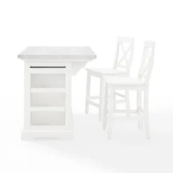 Julia Stainless Steel Top Island With 2 X-Back Stools - Crosley -Restaurant Furniture Store GUEST 4a3b1f02 a8f3 4c43 b1b9 47235d5732e5