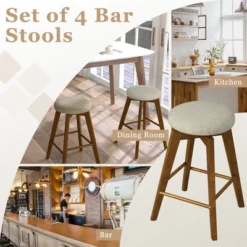 Costway Set Of 2 Swivel Bar Stools Upholstered Counter Height Chairs With Rubber Wood Legs -Restaurant Furniture Store GUEST 4bfdc536 0292 4039 8800 4917e8cef589