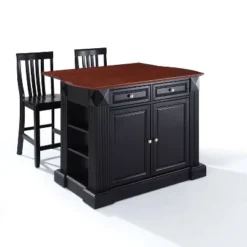 Coventry Drop Leaf Top Kitchen Island With School House Stools Black - Crosley -Restaurant Furniture Store GUEST 4d3e2832 b0f4 4d2c a6fe 3e48f7f983f6