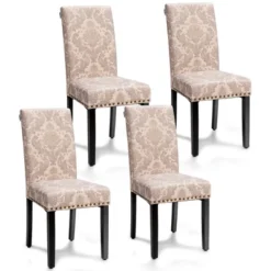Costway Set Of 4 Fabric Dining Chairs W/Nailhead Trim -Restaurant Furniture Store GUEST 4d6dfe7a b7d0 4e21 92d2 e0a430578646