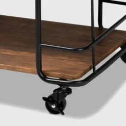 Neal Metal And Wood Kitchen Serving Cart Walnut/Black - Baxton Studio -Restaurant Furniture Store GUEST 4d9600ee e89e 4412 9c4f 7205fb96cbf8
